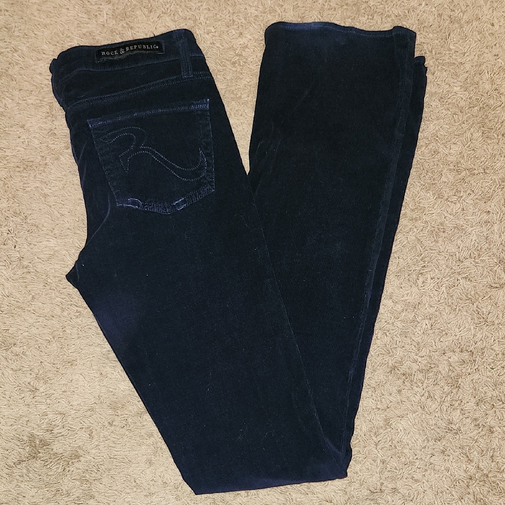 Rock and Republic Navy velvet texture/corduroy Pants Size 27
